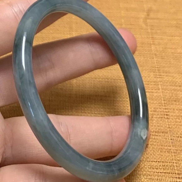 VINTAGE Medium Jadeite Jade Bangle Certified Size 58mm Round Princess Cut G507 - Picture 7 of 8